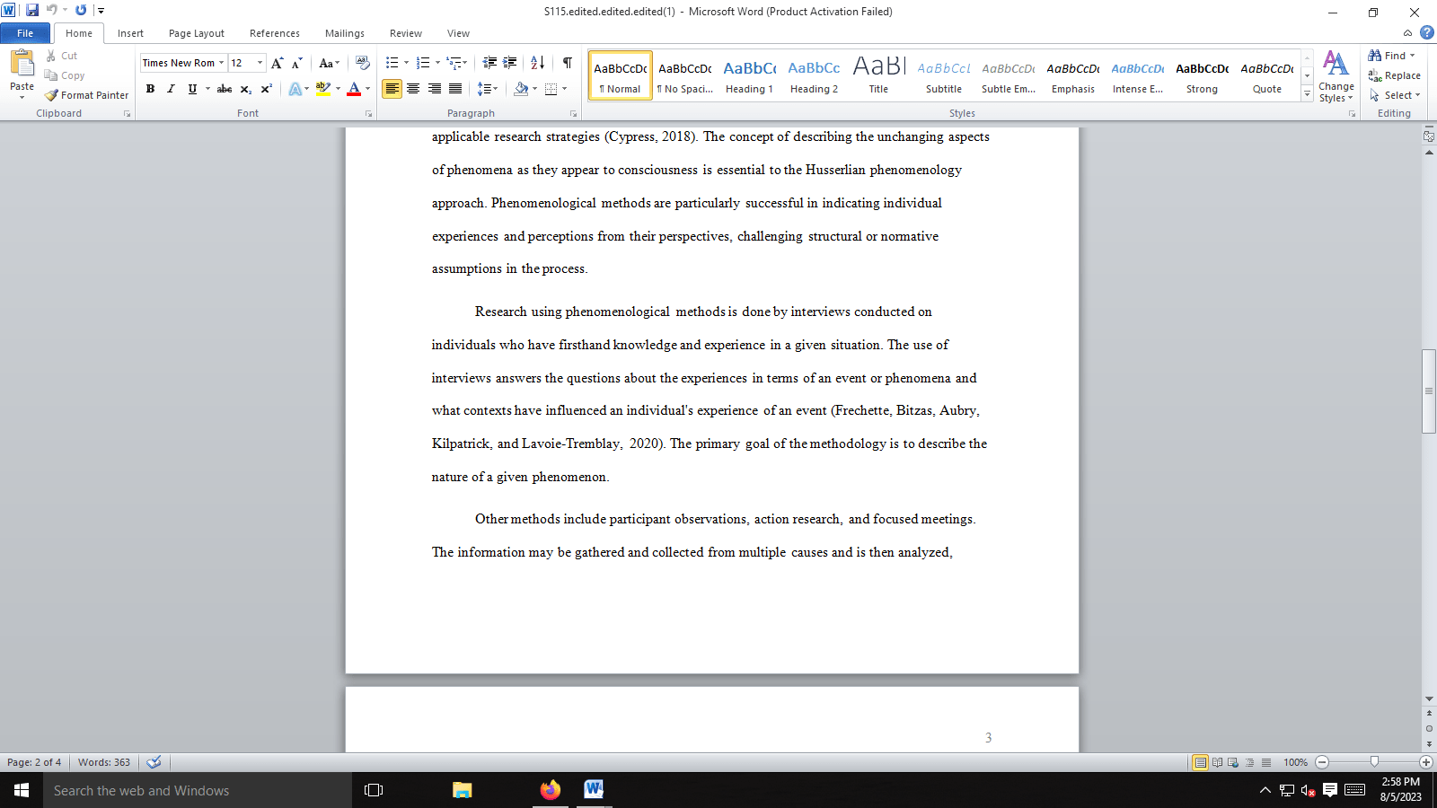 Phenomenological methodology